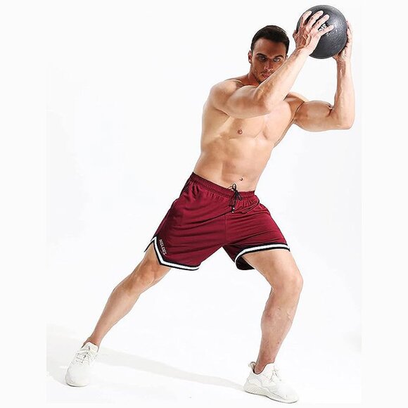 Men's 7 inch Lightweight Workout Running Shorts 6085# 3 Pack,black/Grey/Red - Picture 5 of 7